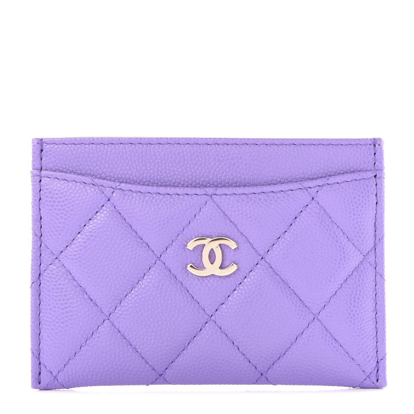 Caviar Quilted Card Holder Purple