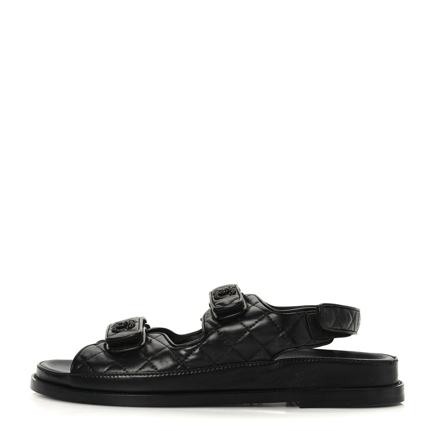 Lambskin Velcro Dad Sandals 42 Black