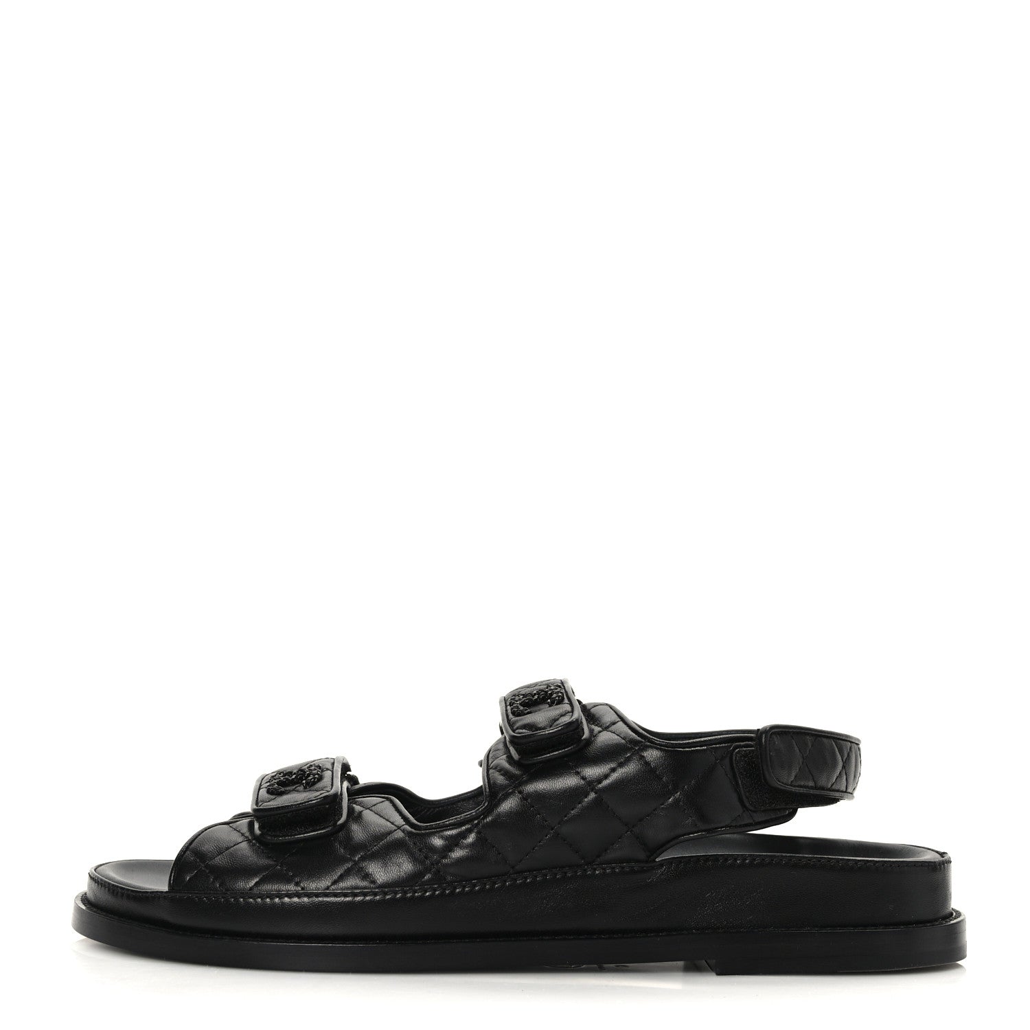 Chanel Lambskin Velcro Dad Sandals 42 Black 1 of 8