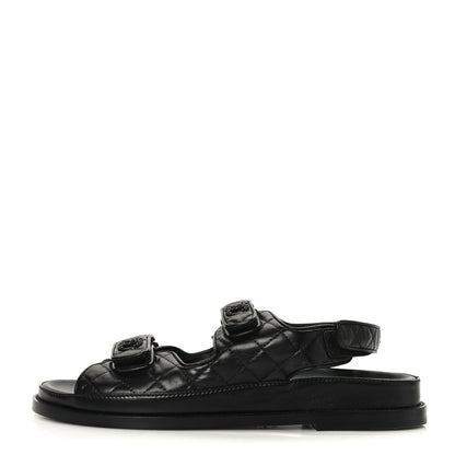 Chanel Lambskin Velcro Dad Sandals 42 Black 1 of 8