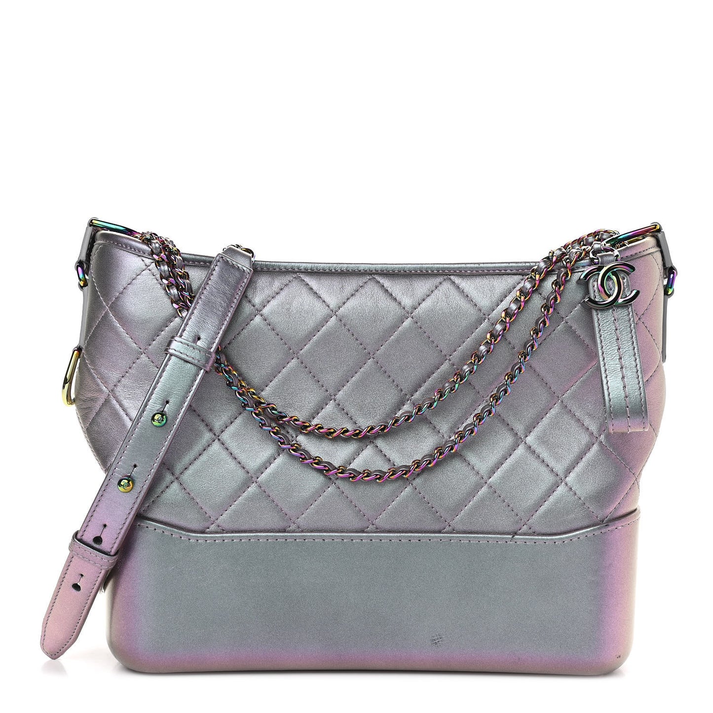 Iridescent Lambskin Calfskin Quilted Medium Gabrielle Hobo Light Purple