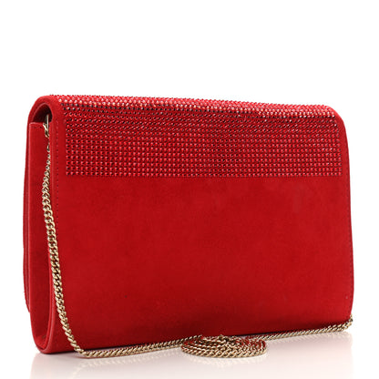 Versace Suede Palazzo Crystal Chain Evening Bag Red 3 of 11