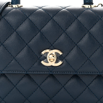 Chanel Caviar Quilted Lizard Embossed Mini Coco Handle Flap Navy Blue 8 of 11