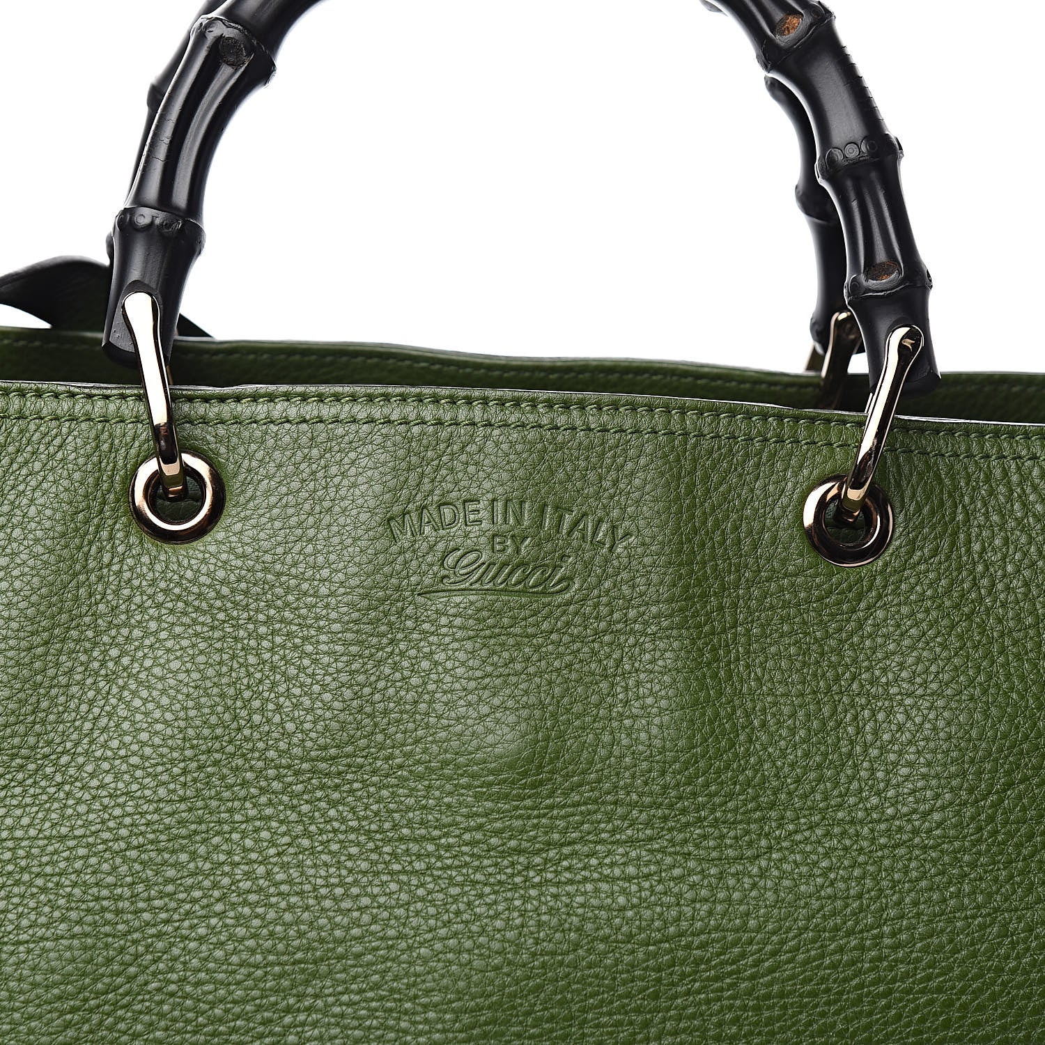 Gucci Pebbled Calfskin Large Bamboo Shopper Tote Green 15 of 15