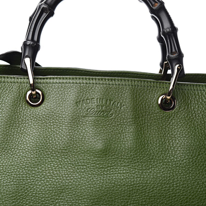 Gucci Pebbled Calfskin Large Bamboo Shopper Tote Green 15 of 15