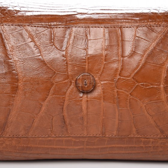 Crocodile Top Handle Tote Brown