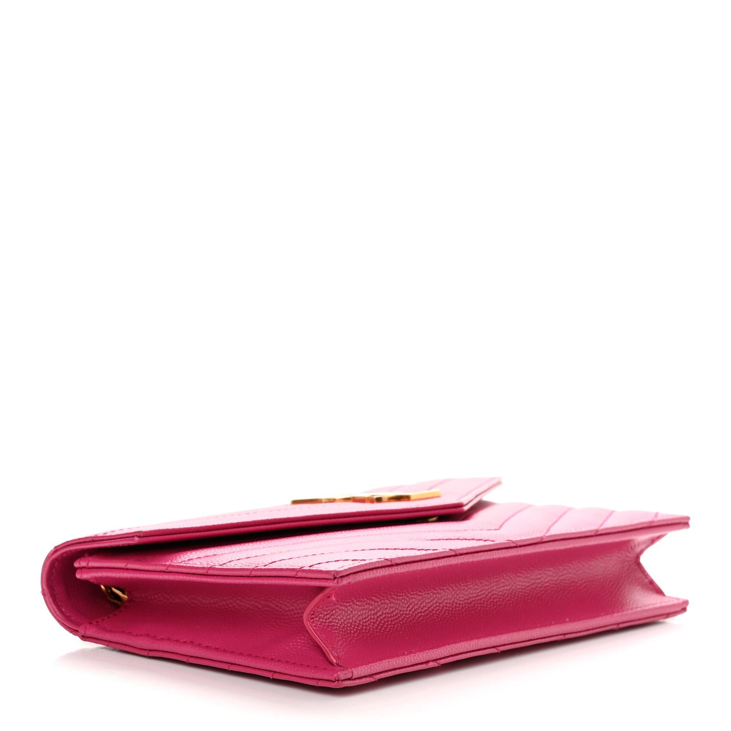 Grain De Poudre Matelasse Chevron Monogram Envelope Chain Wallet Fresh Fuchsia