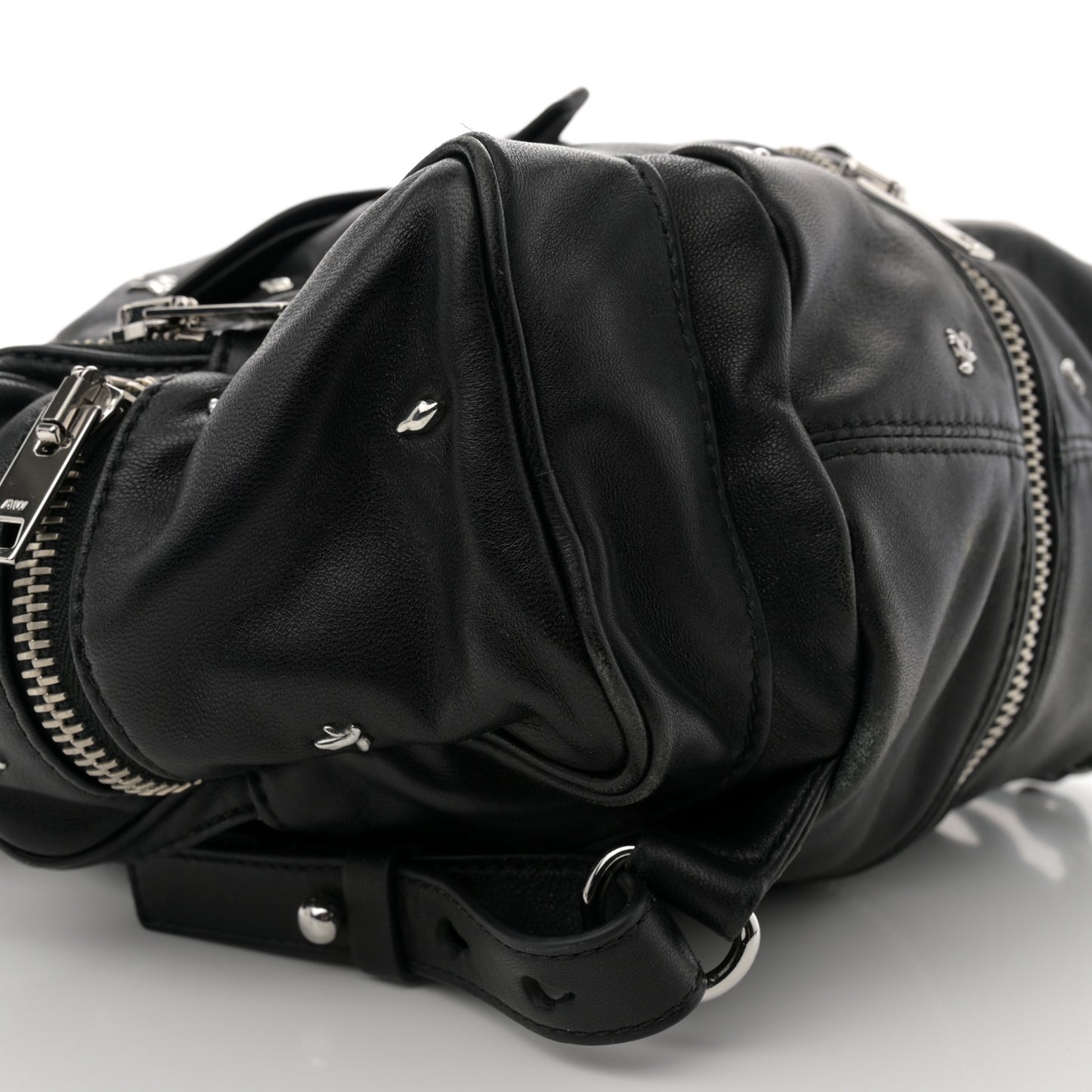 Lambskin Rose Studded Marti Backpack Bag Washed Black Rhodium Hardware