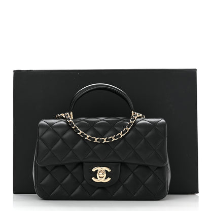 Chanel Lambskin Quilted Mini Top Handle Rectangular Flap Black 11 of 11