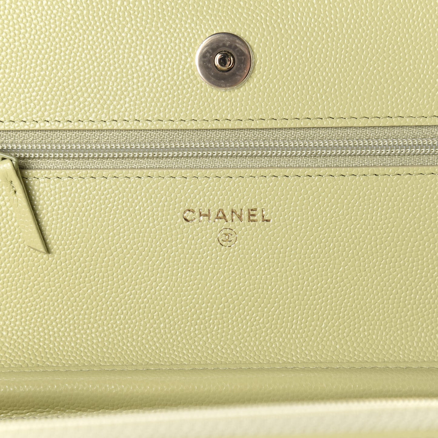 Caviar Quilted French New Wave Chain CC Wallet On Chain WOC Light Green