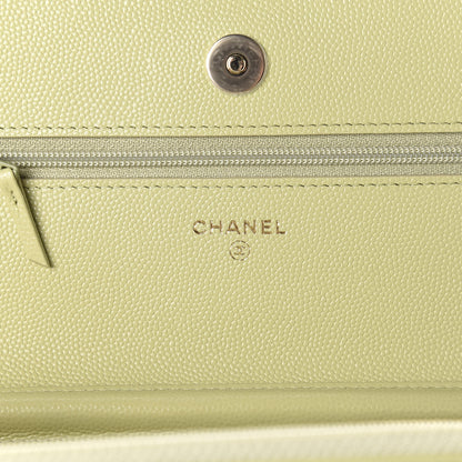 Chanel Caviar Quilted French New Wave Chain CC Wallet On Chain WOC Light Green 8 of 12