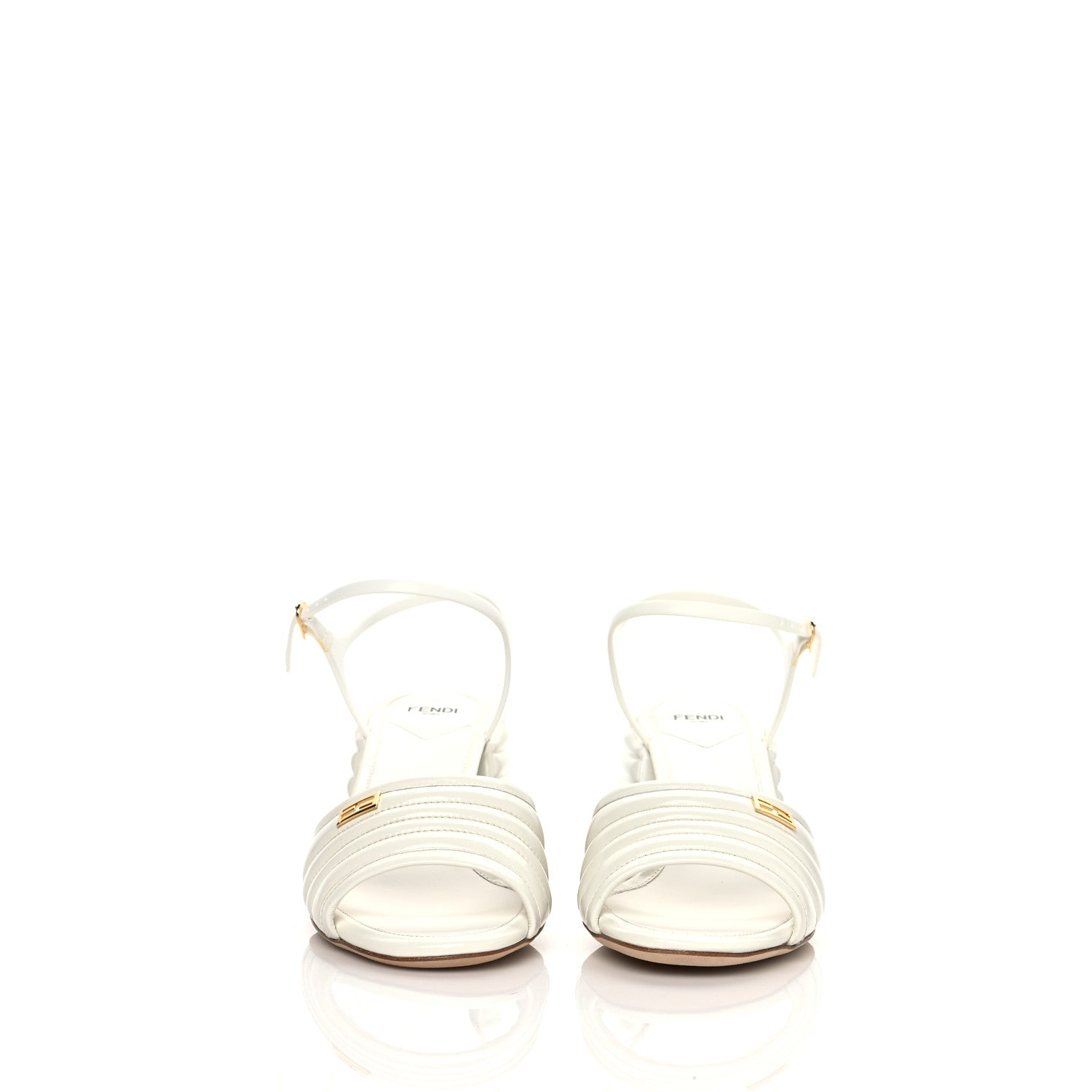 Fendi Calfskin Promenade Slingback Sandals 38 White 2 of 9
