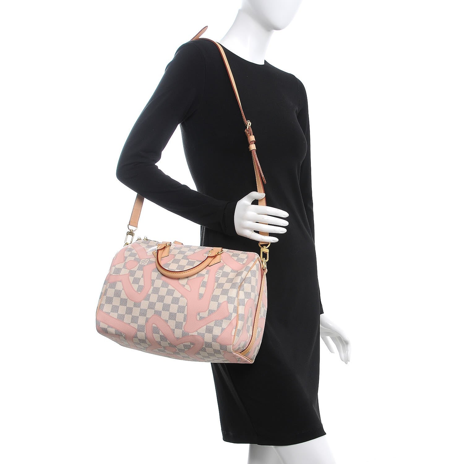 Louis Vuitton Damier Azur Tahitienne Speedy Bandouliere 30 Rose Ballerine 2 of 9