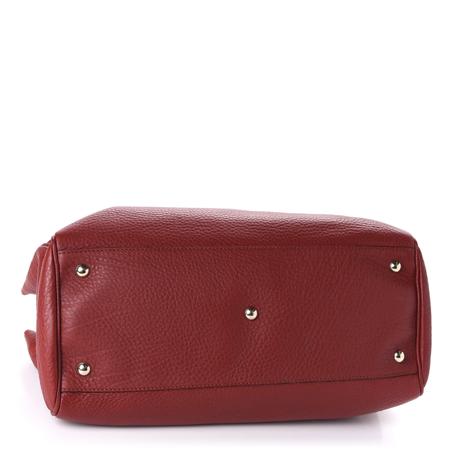 Gucci Pebbled Calfskin Medium Bamboo Shopper Tote Red 5 of 11