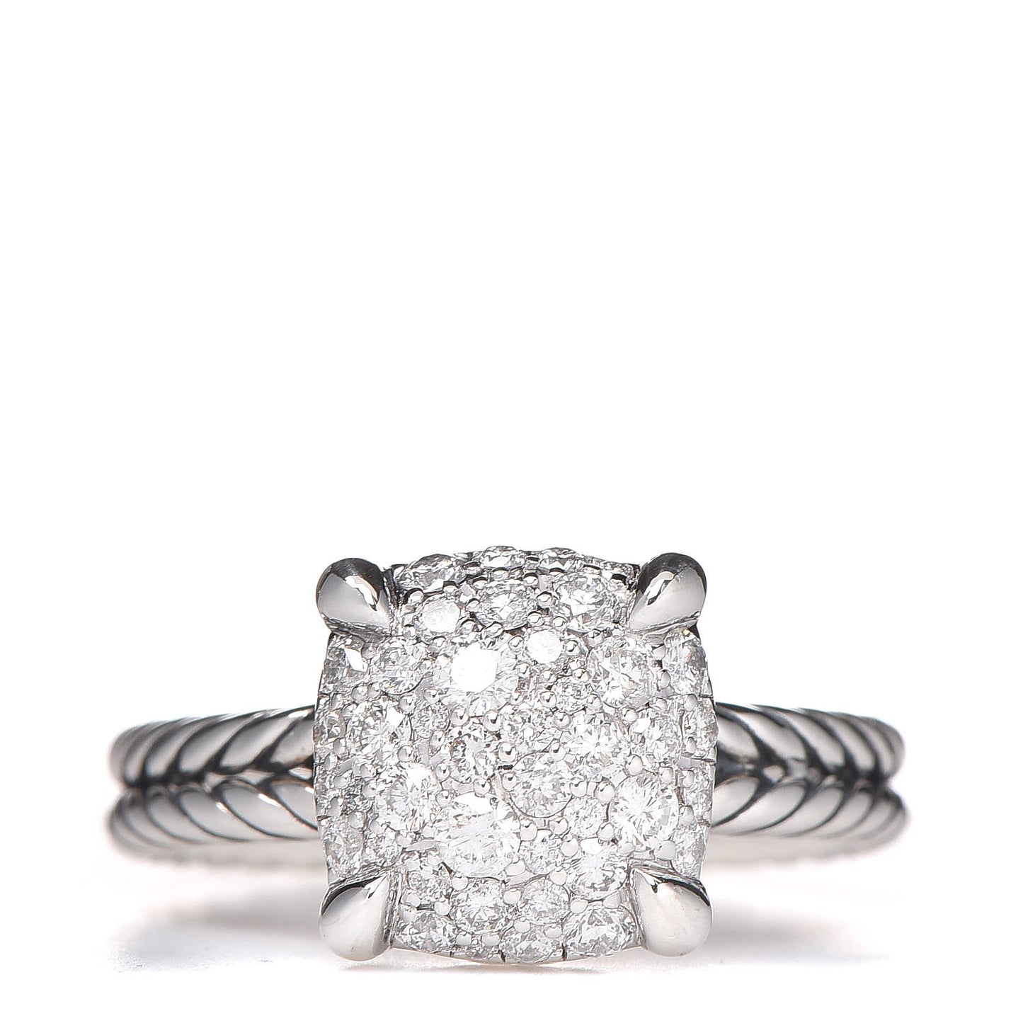 Sterling Silver Diamond 11mm Chatelaine Pave Ring 54 7