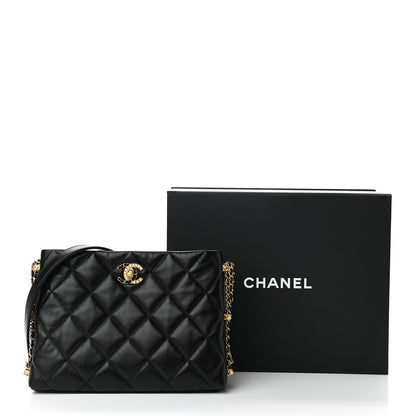 Chanel Lambskin Quilted Crush on Chains Hobo Black 11 of 11