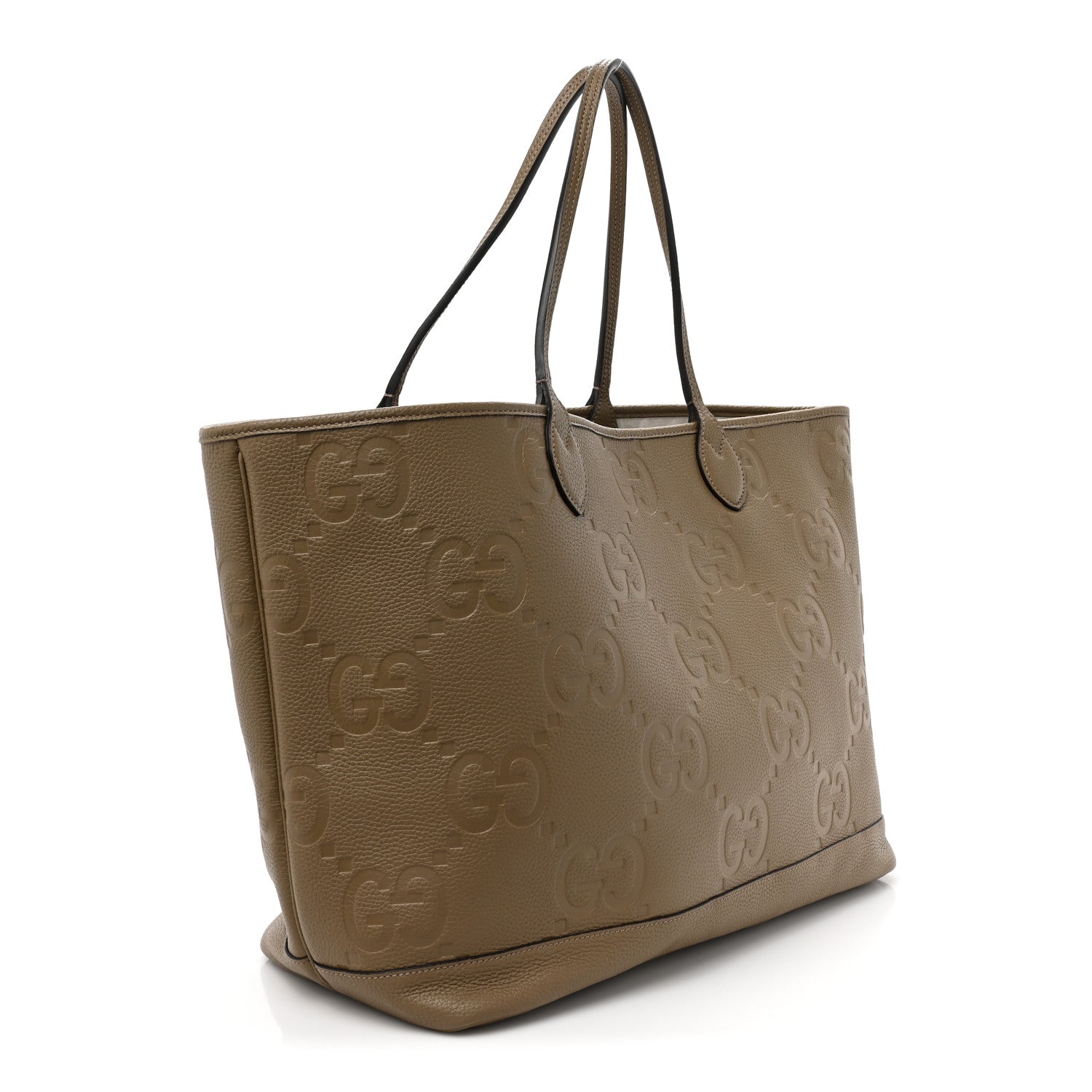 Gucci Monogram Jumbo GG Calfskin Web Large Shopping Tote Taupe 4 of 15