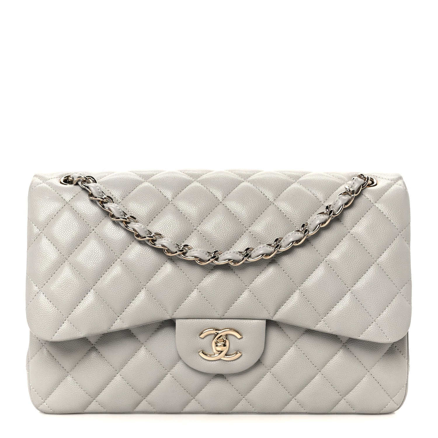 Chanel Caviar Quilted Jumbo Double Flap Grey Grey 1 of 11