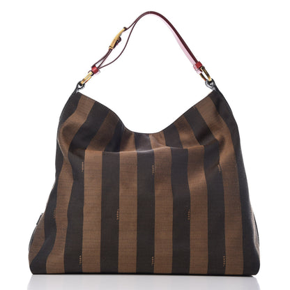 Fendi Pequin Cuoio Vegetale Large Hobo Tobacco Rosso Black 1 of 10