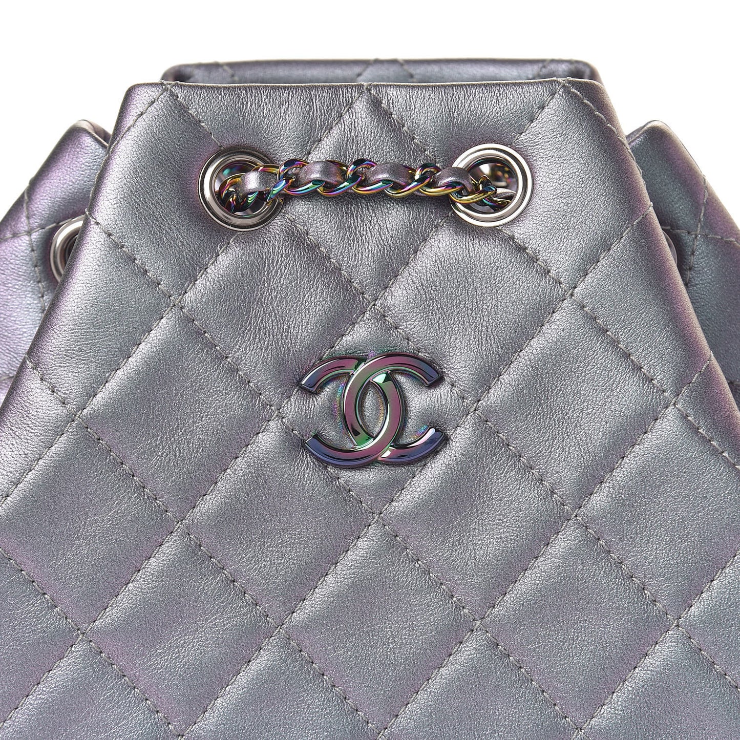Iridescent Lambskin Calfskin Small Quilted Gabrielle Backpack Light Purple