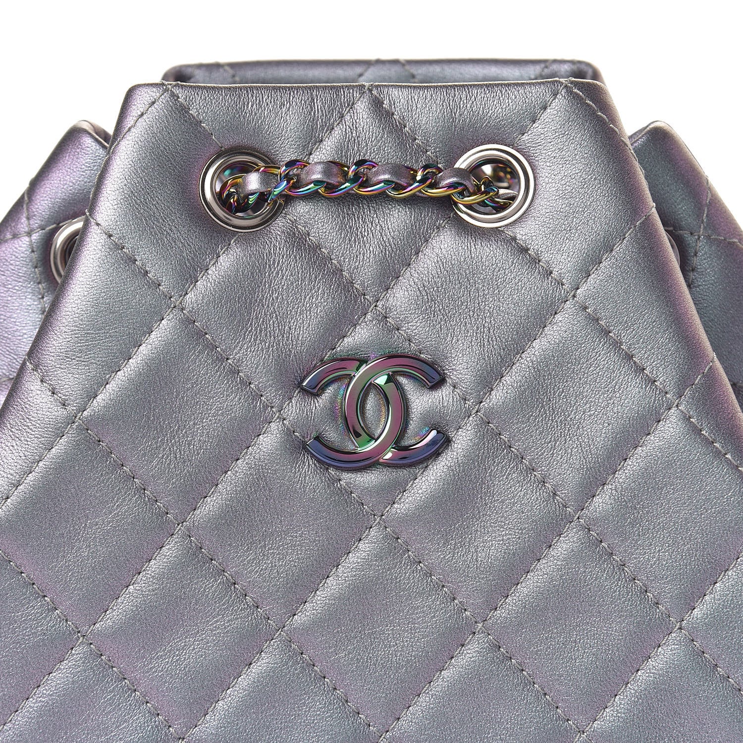 Chanel Iridescent Lambskin Calfskin Small Quilted Gabrielle Backpack Light Purple 11 of 12