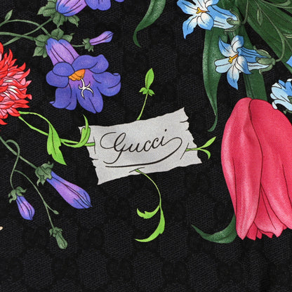 Gucci Silk Twill Flora Beauty Square Scarf Black 2 of 4