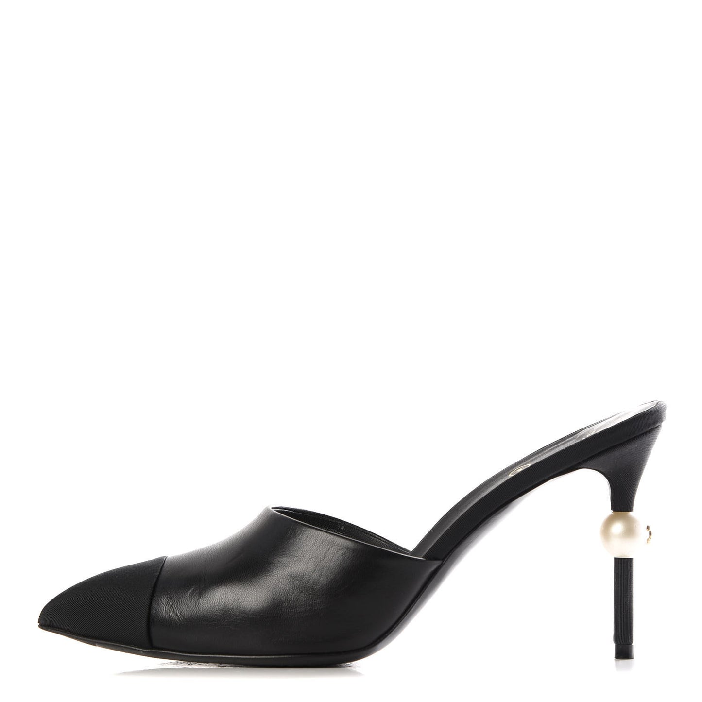 Goatskin Grosgrain Cap Toe Pearl Mule 40 Black