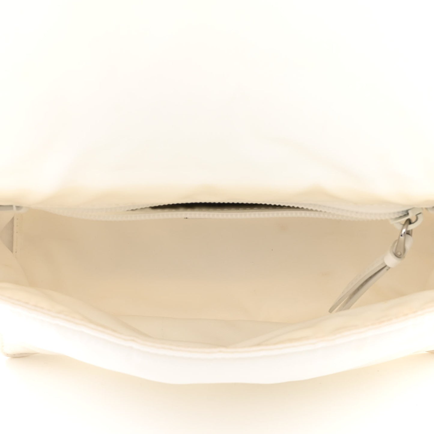 Re-Nylon Vitello Padded Small Flap Shoulder Bag White