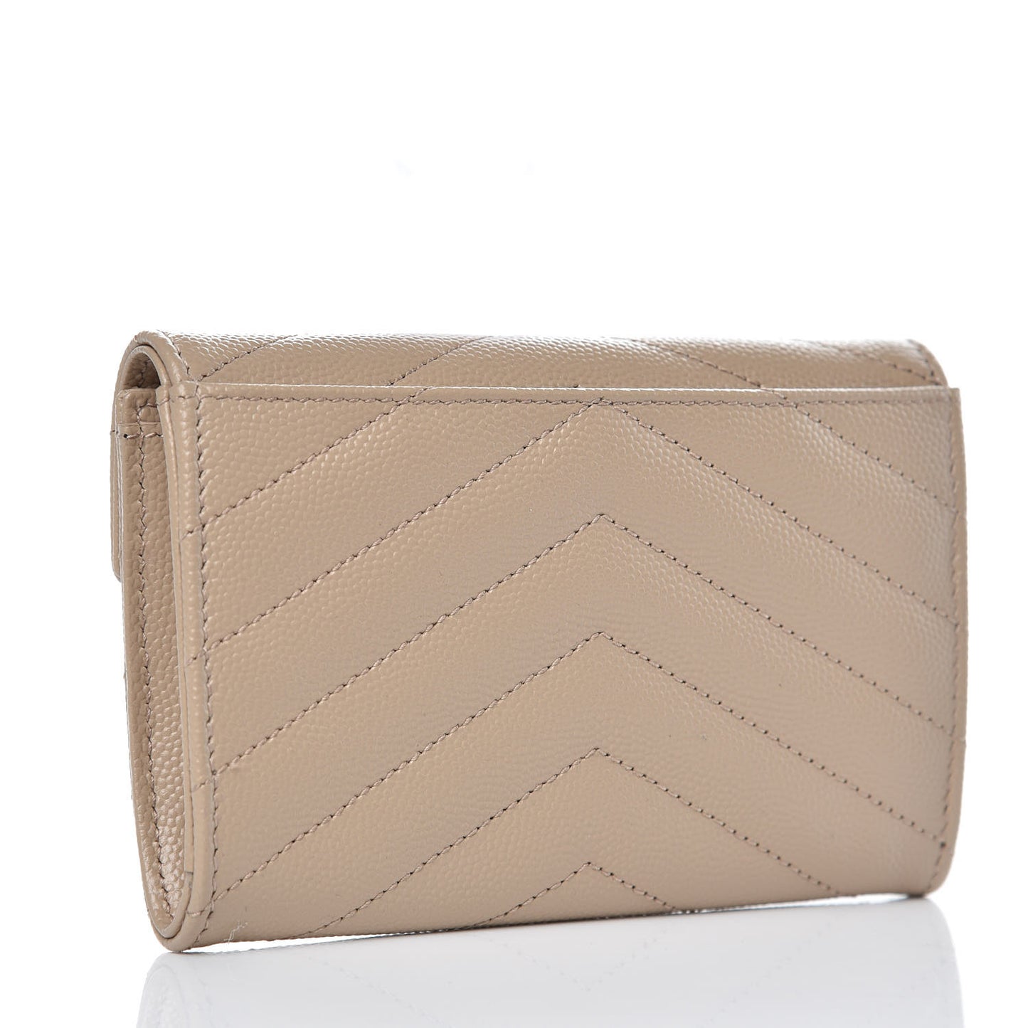 Grain De Poudre Matelasse Chevron Small Monogram Envelope Wallet Dark Beige