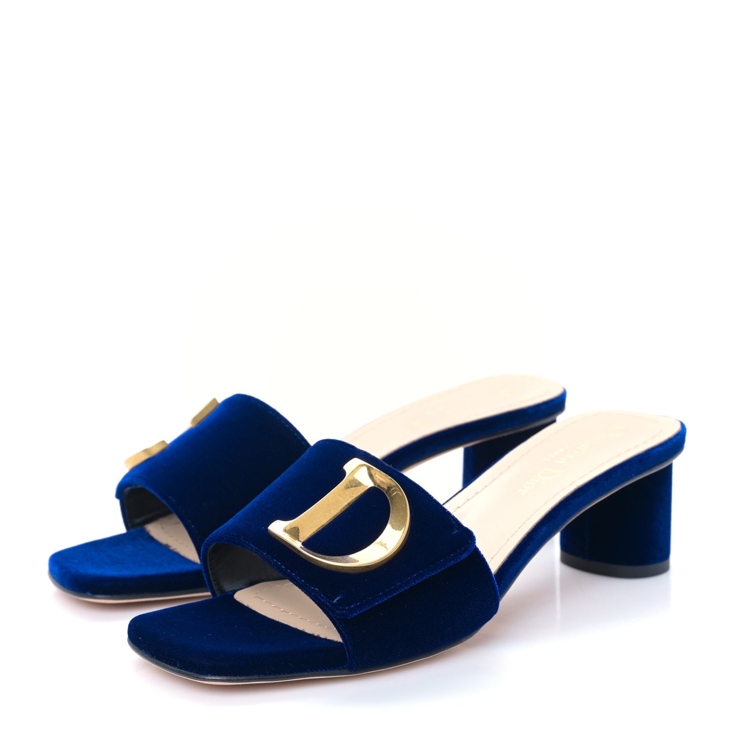Velvet C'est Dior 50mm Slide Sandals 37 Blue