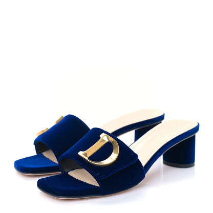 Christian Dior Velvet C'est Dior 50mm Slide Sandals 37 Blue 3 of 8