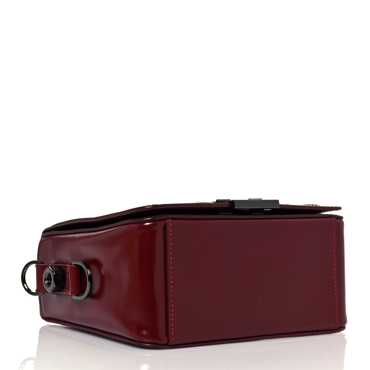 Calfskin Padded Diag Binder Flap Bag Burgundy