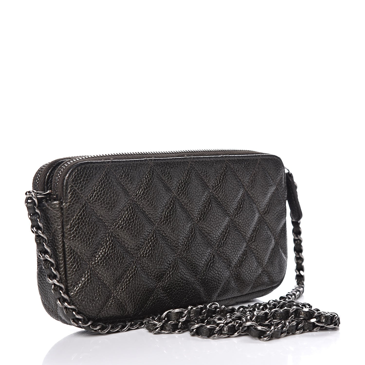 Chanel Caviar Quilted Small Clutch With Chain Dark Charcoal 3 of 17