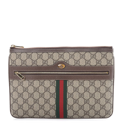 Gucci GG Supreme Monogram Large Ophidia Pouch Clutch Brown 1 of 8