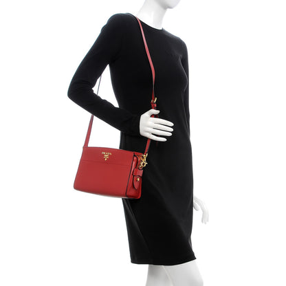 Prada Saffiano Soft Calfskin Bandoliera Bag Fuoco 2 of 7