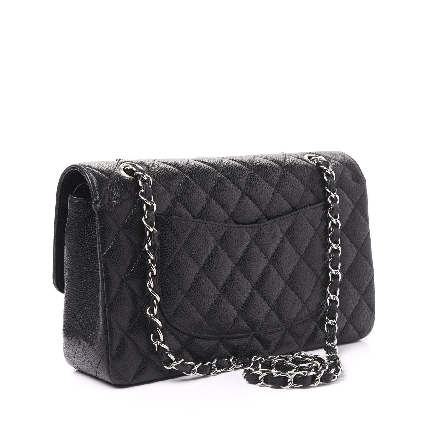 Caviar Quilted Medium Double Flap Black