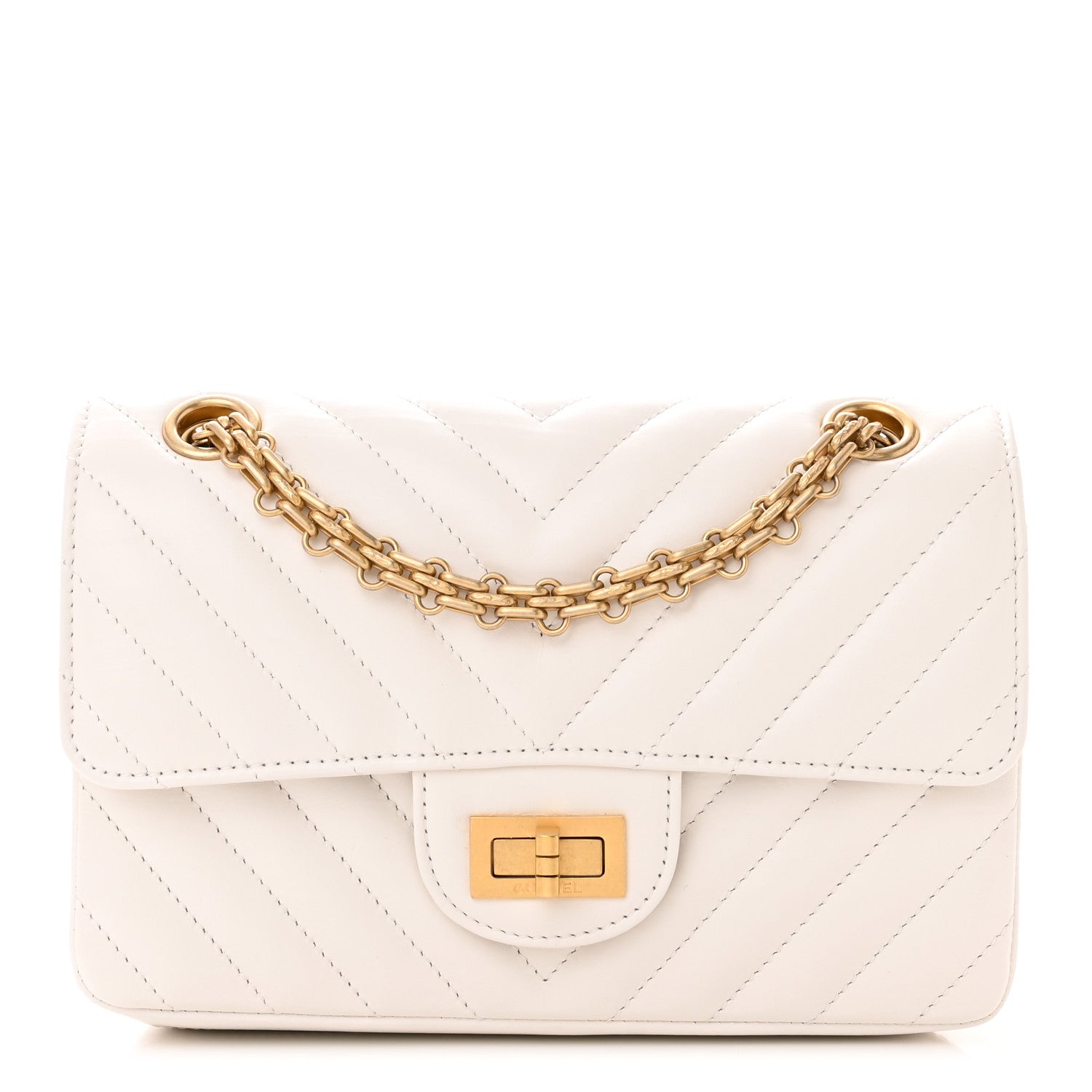 Chanel Aged Calfskin Chevron Quilted 2.55 Reissue Mini Flap White 1 of 11