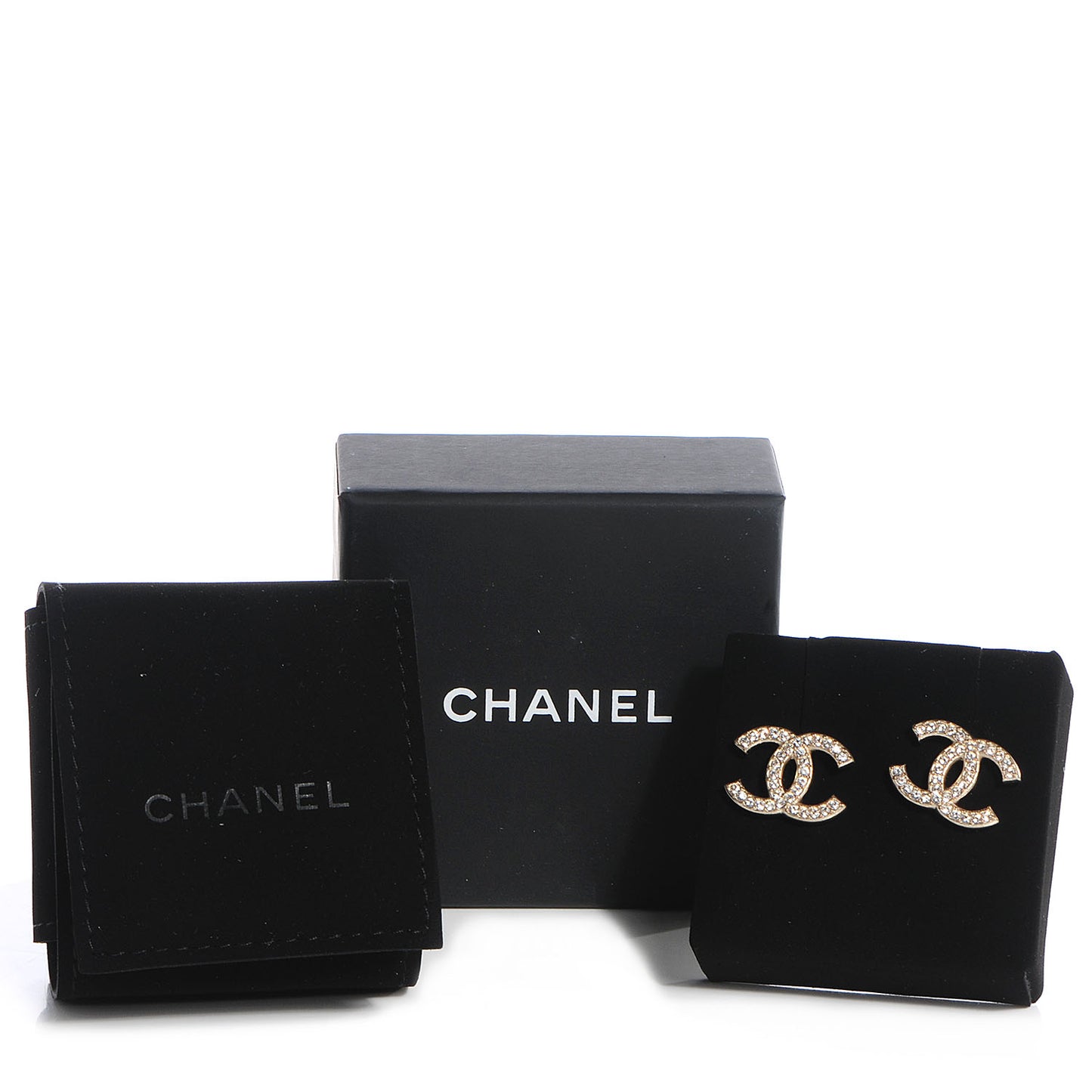 Crystal CC Earrings Brushed Gold
