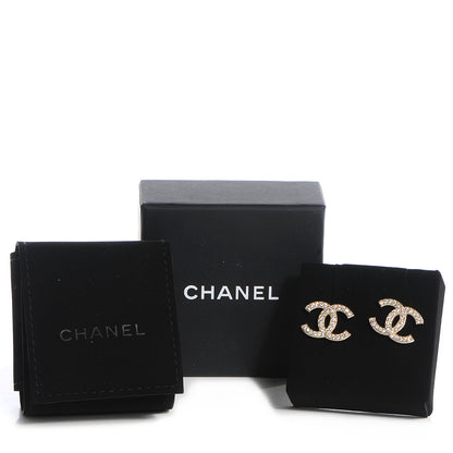 Chanel Crystal CC Earrings Brushed Gold 5 of 5