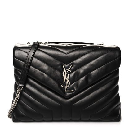 Saint Laurent Calfskin Y Quilted Monogram Medium Loulou Chain Satchel Black 1 of 10