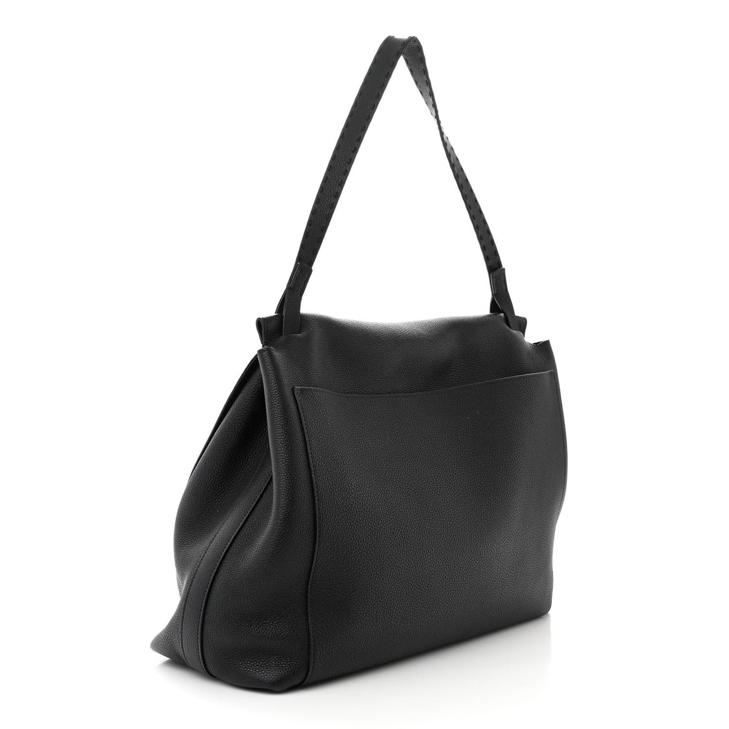 Grained Calfskin Top Handle 14 Bag Black