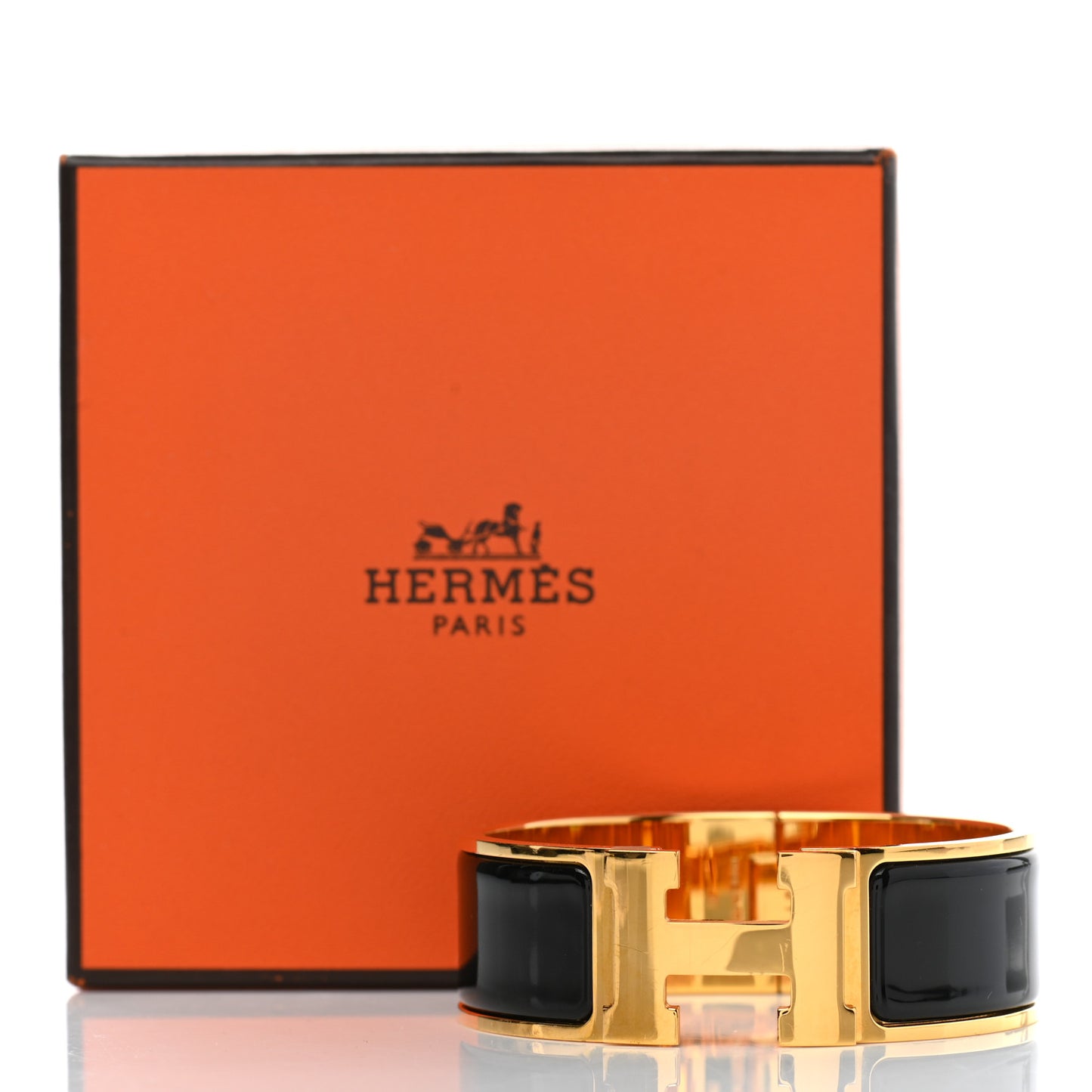Enamel Wide Clic Clac H Bracelet PM Black