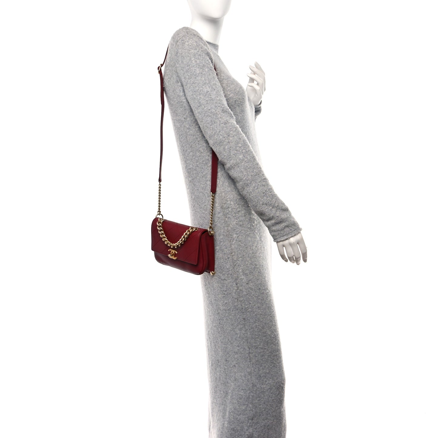 Calfskin Stitched Flap Red