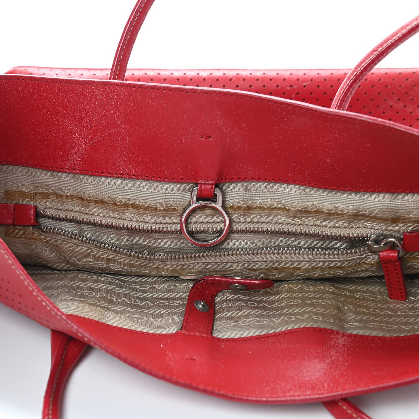 Vitello Drive Perforated Perforated Tote Fuoco