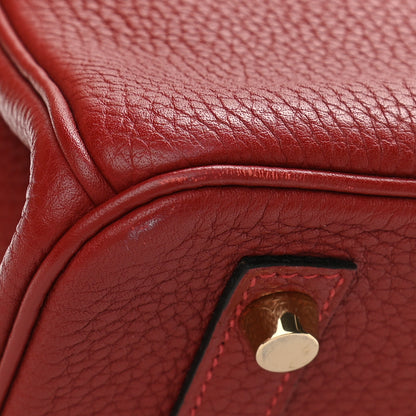 Hermes Taurillon Clemence Birkin 30 Rouge H 12 of 12