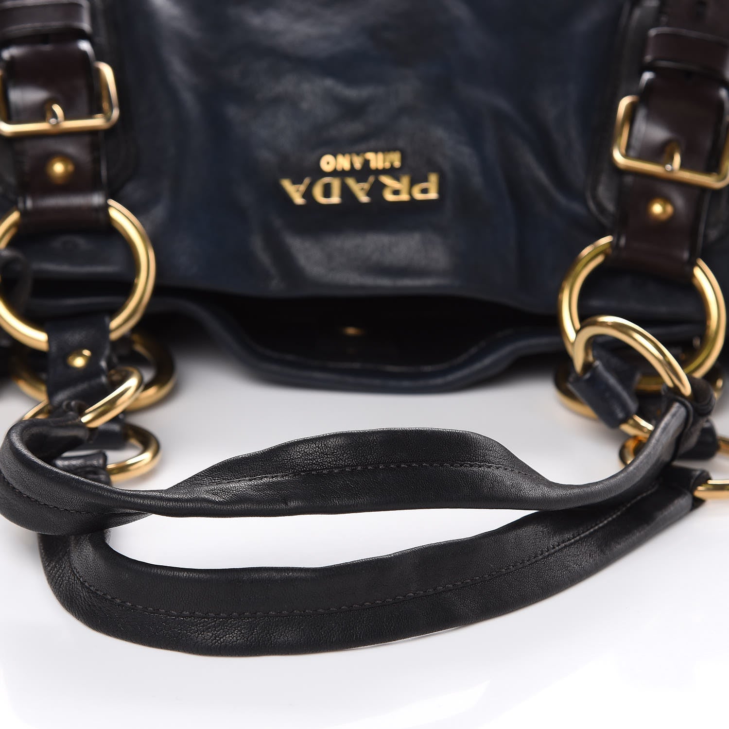 Prada Nappa Studded Aviator Shopping Tote Blue 13 of 19
