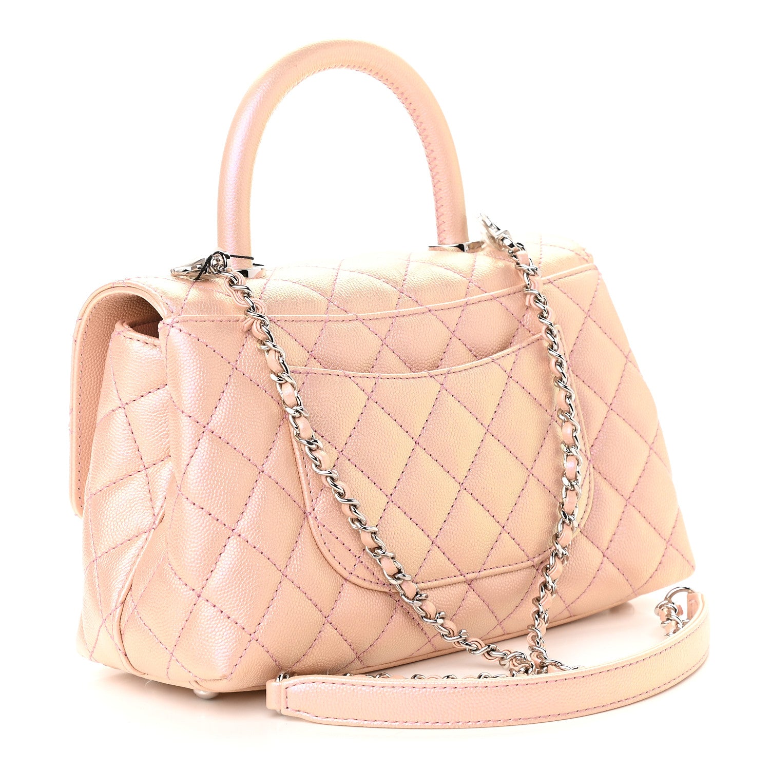 Chanel Iridescent Caviar Quilted Mini Coco Handle Flap Pink 3 of 9