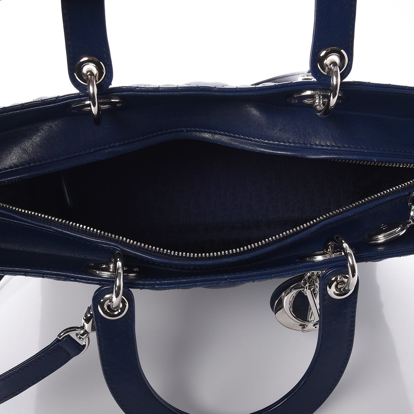 Lambskin Cannage Large Lady Dior Navy Blue