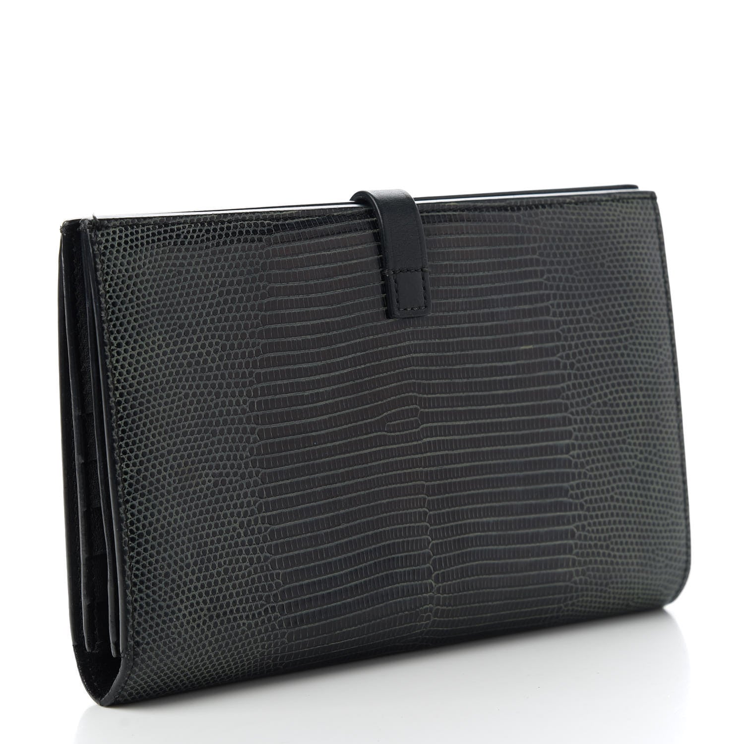 Celine Lizard Calfskin Large Multifunction Strap Wallet Black 3 of 9