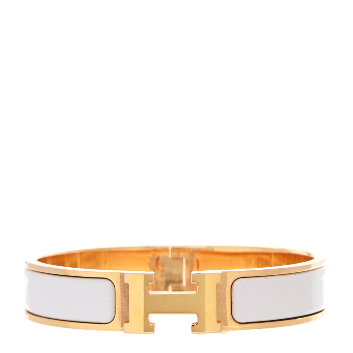 Hermes Enamel Narrow Clic Clac H Bracelet PM White 1 of 5